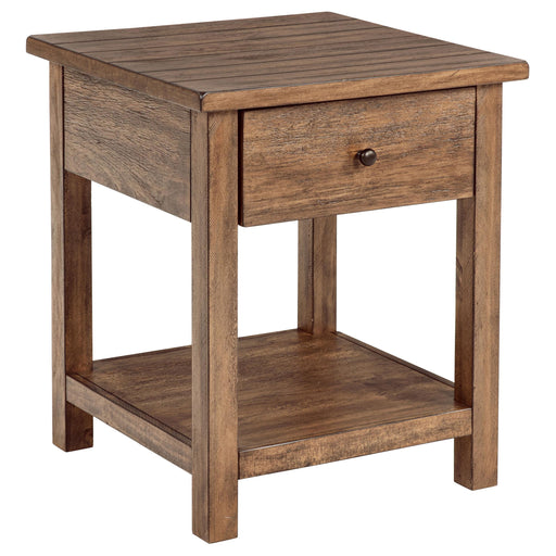 Payne 1-drawer Wood End Table with Shelf Distressed Brown - alternate view