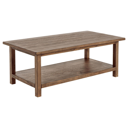Payne Wood Coffee Table with Shelf Distressed Brown - alternate view