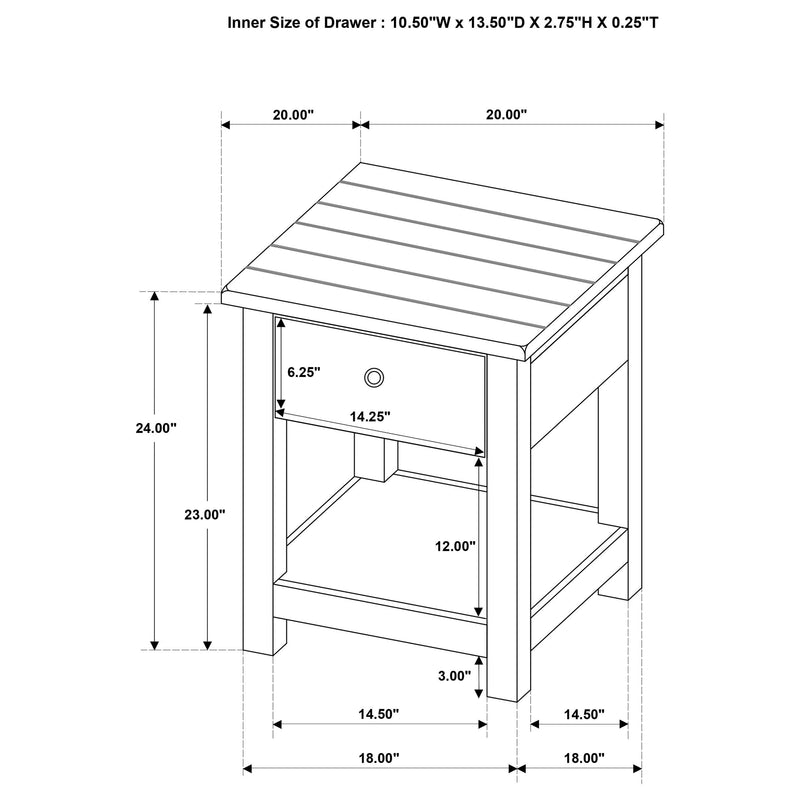 Payne 1-drawer Wood End Table with Shelf