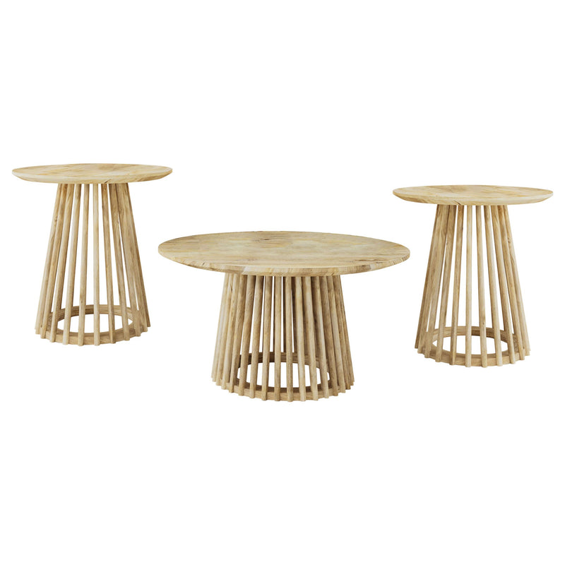 Touhy 3-piece Round Coffee and End Table Set Natural Mango - alternate view