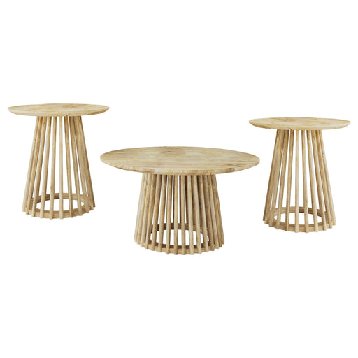 Touhy 3-piece Round Coffee and End Table Set Natural Mango - alternate view