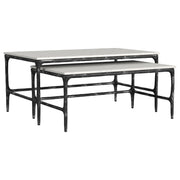 Ebby 2-piece Genuine Marble Top Nesting Coffee Tables White - alternate view