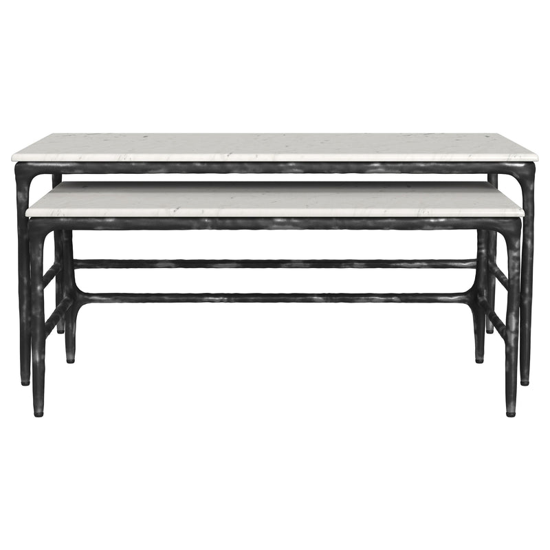 Ebby 2-piece Genuine Marble Top Nesting Coffee Tables White - detail 3