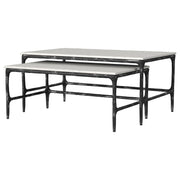 Ebby 2-piece Genuine Marble Top Nesting Coffee Tables White - detail 4
