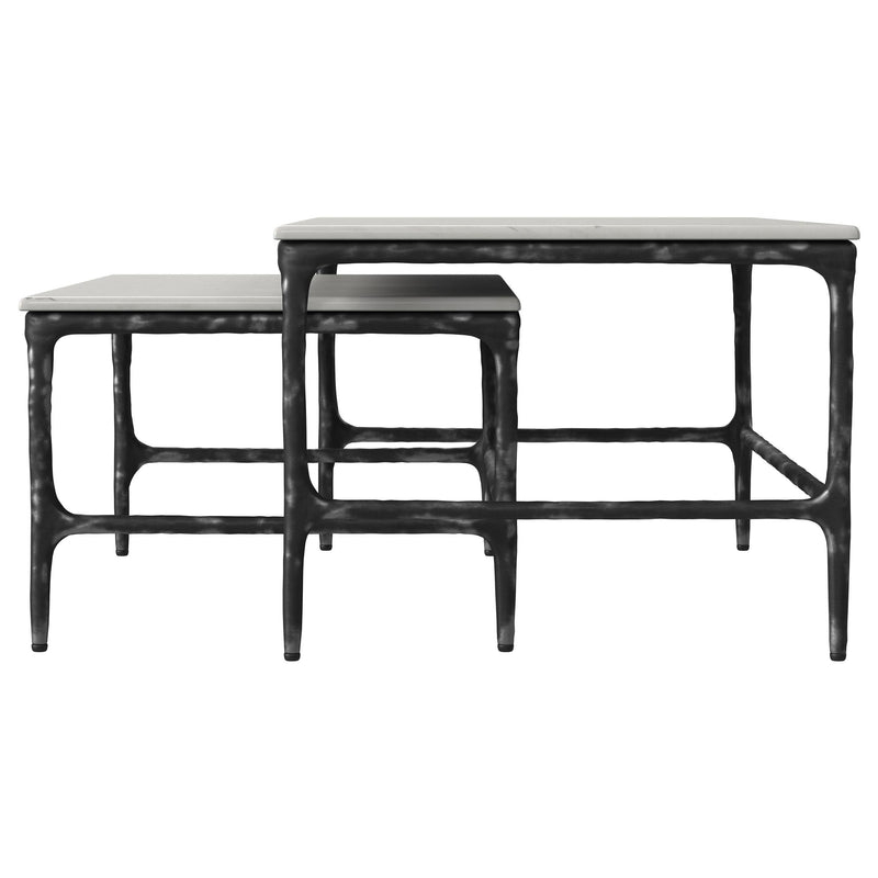 Ebby 2-piece Genuine Marble Top Nesting Coffee Tables White - detail 5