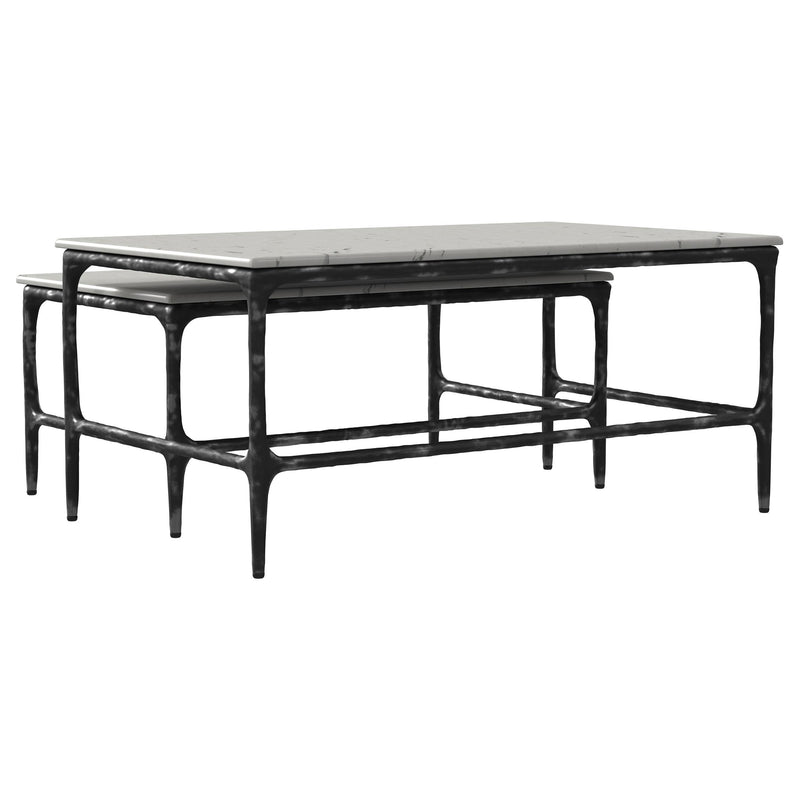 Ebby 2-piece Genuine Marble Top Nesting Coffee Tables White - detail 6