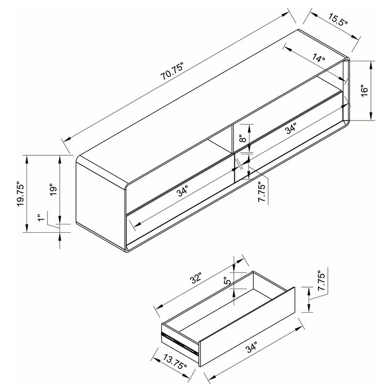 Ellice 71-inch TV Stand Media Console