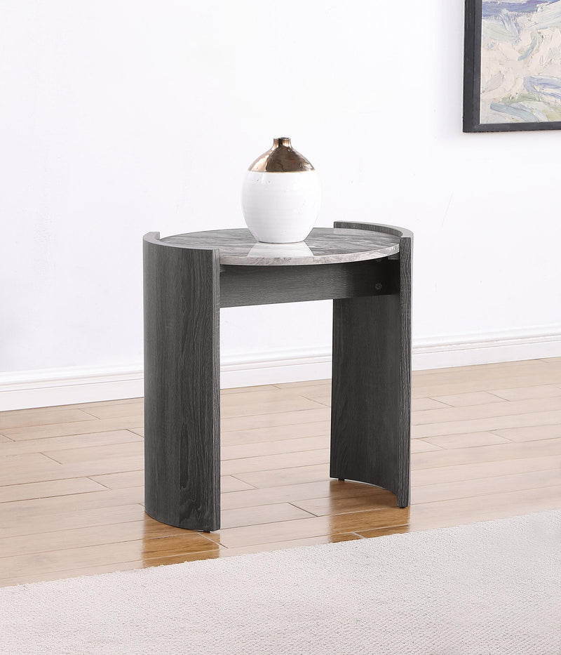 Gladstone Round Faux Marble Top End Table