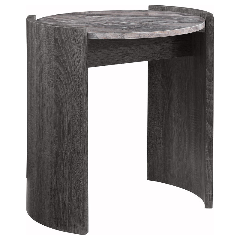Gladstone Round Faux Marble Top End Table