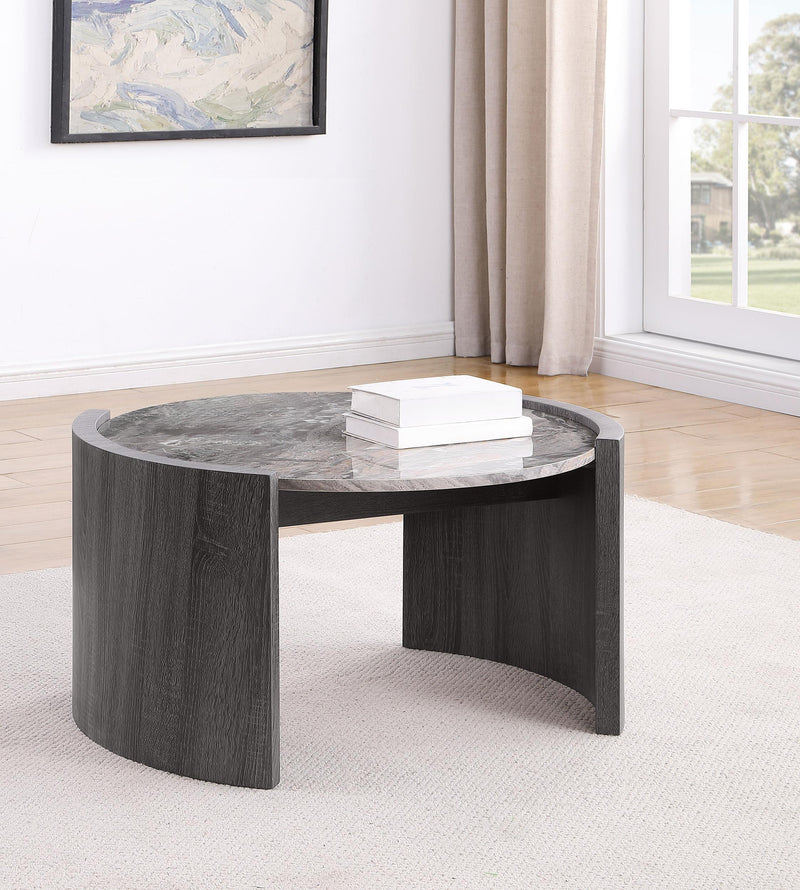 Gladstone Round Faux Marble Top Coffee Table