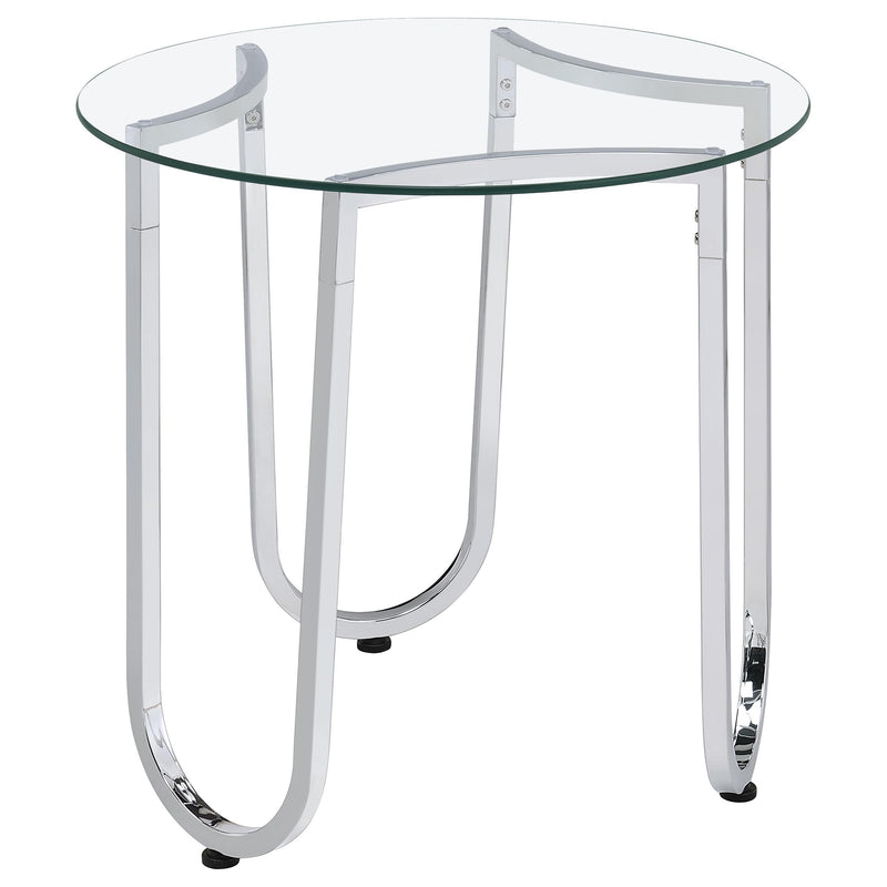 Beller Round Tempered Glass Top End Side Table Chrome - alternate view