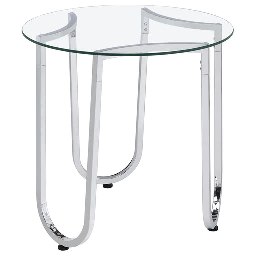 Beller Round Tempered Glass Top End Side Table Chrome - alternate view