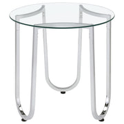 Beller Round Tempered Glass Top End Side Table Chrome - detail 3