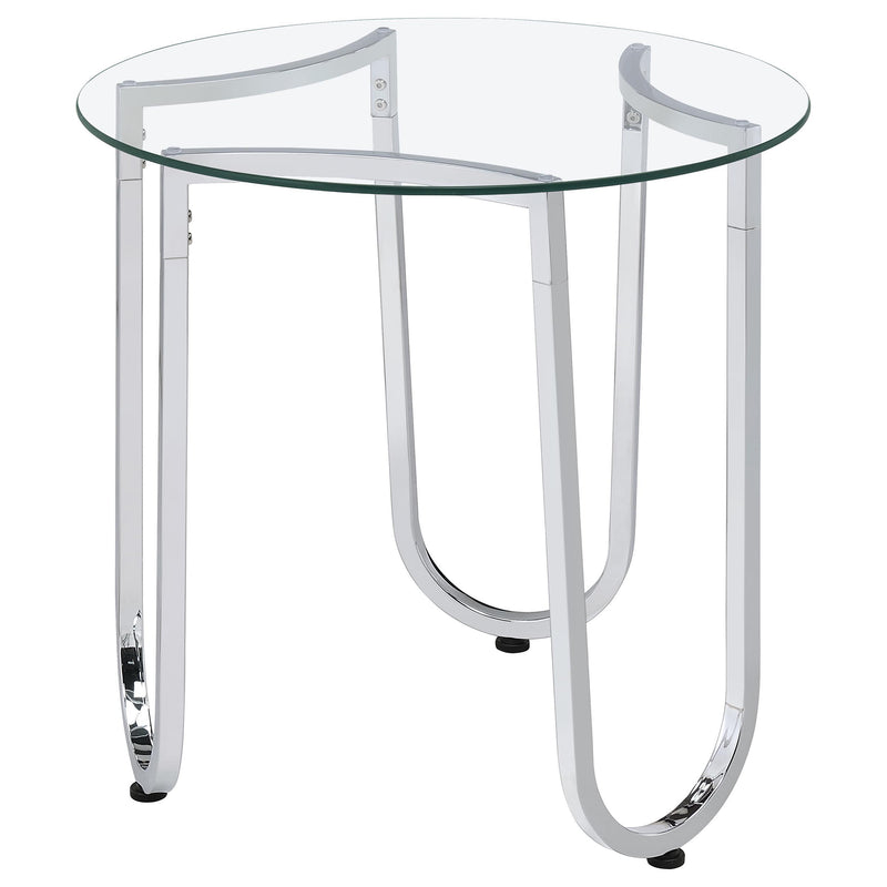 Beller Round Tempered Glass Top End Side Table Chrome - detail 4