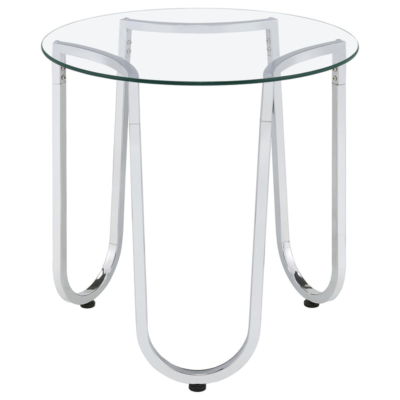 Beller Round Tempered Glass Top End Side Table Chrome - detail 5