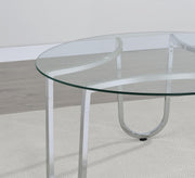 Beller Round Tempered Glass Top End Side Table Chrome - detail 6