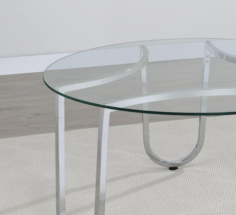 Beller Round Tempered Glass Top End Side Table Chrome - detail 6