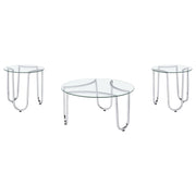 Beller 3-piece Round Tempered Glass Top Coffee Table Set Chrome - alternate view