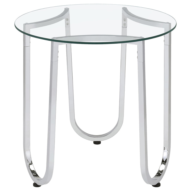 Beller 3-piece Round Tempered Glass Top Coffee Table Set Chrome - detail 4