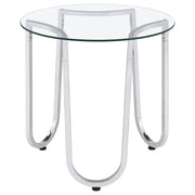 Beller 3-piece Round Tempered Glass Top Coffee Table Set Chrome - detail 6