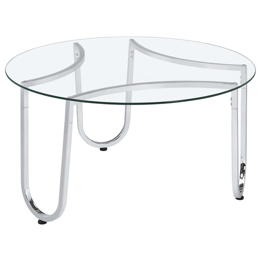 Beller Round Tempered Glass Top Cocktail Coffee Table Chrome - alternate view