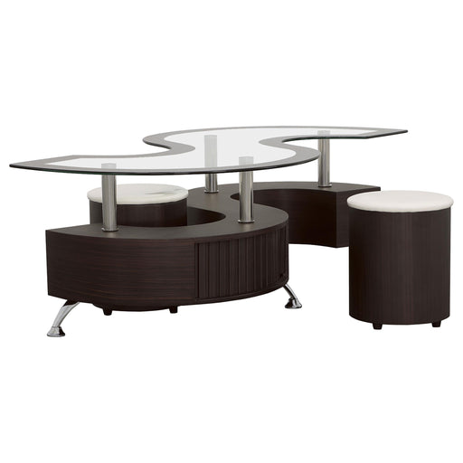 Buckley 3-piece Coffee Table and Stools Set Cappuccino - alternate view