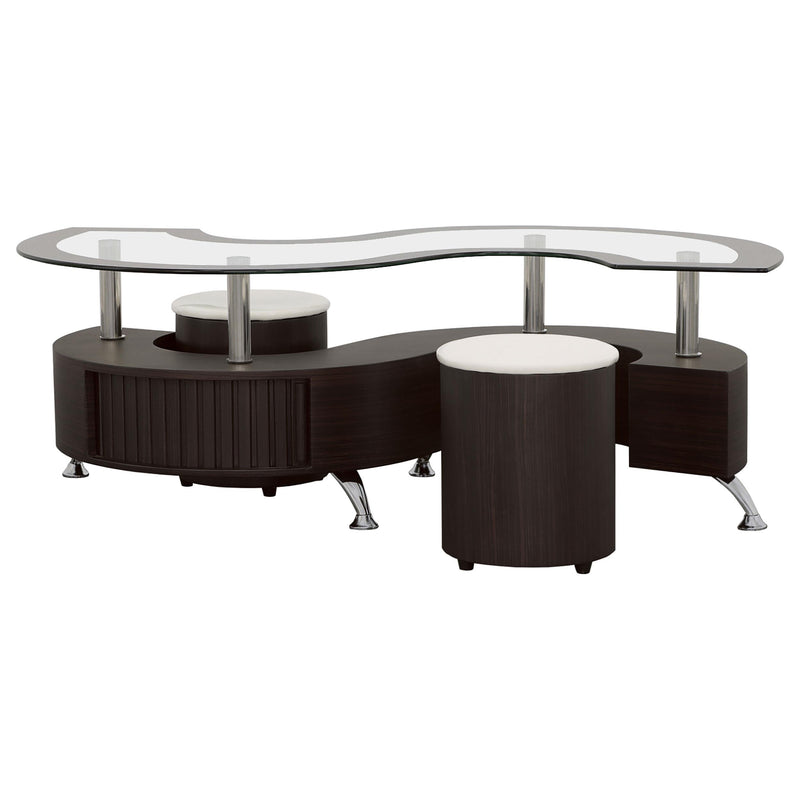 Buckley 3-piece Coffee Table and Stools Set Cappuccino - detail 3