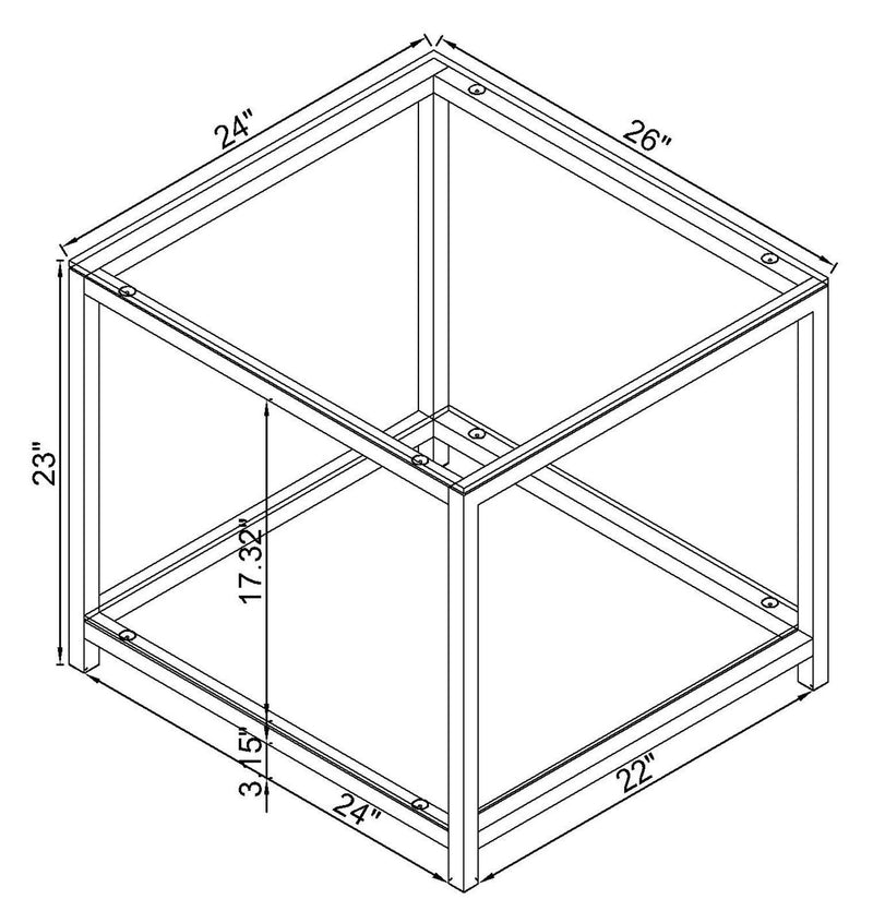 Trini 1-shelf Glass Top Side End Table