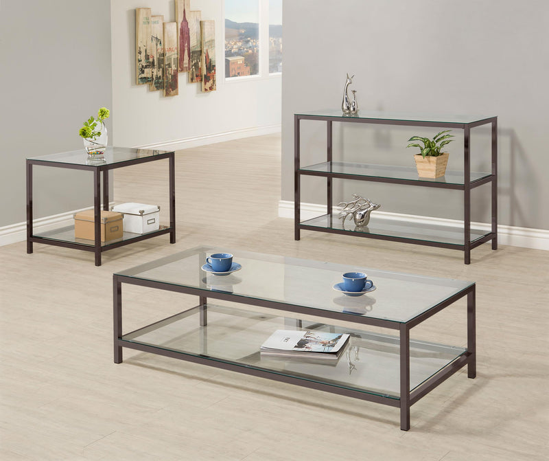 Trini 1-shelf Glass Top Side End Table