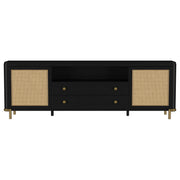 Arini Rattan Cane 2-door TV Stand Media Console Black - detail 4