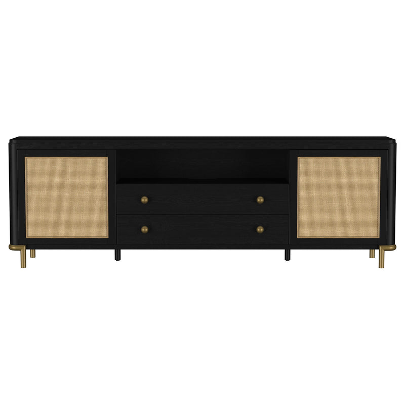 Arini Rattan Cane 2-door TV Stand Media Console Black - detail 4