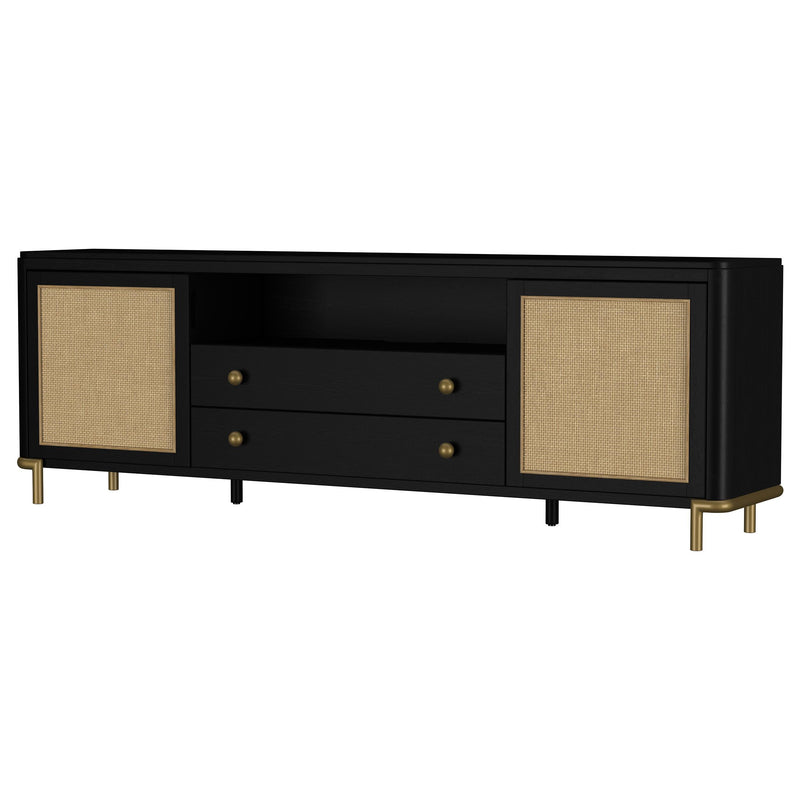 Arini Rattan Cane 2-door TV Stand Media Console Black - detail 5