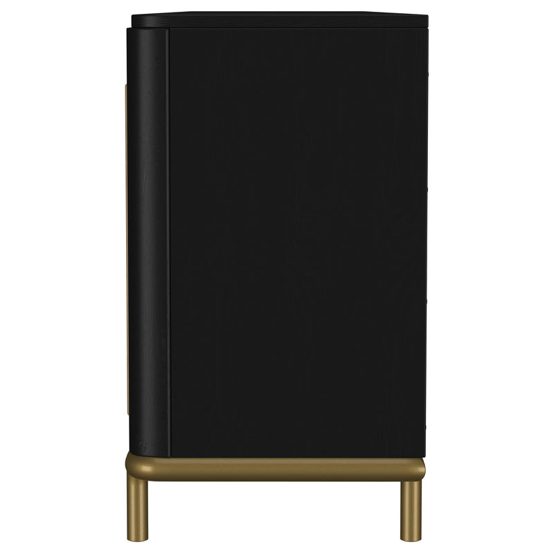 Arini Rattan Cane 2-door TV Stand Media Console Black - detail 6
