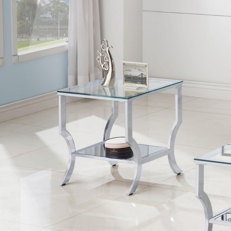 Saide Square Glass Top Side End Table