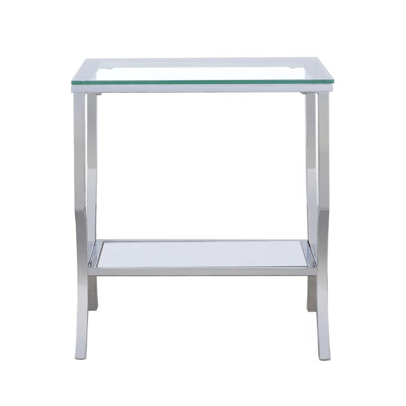 Saide Square Glass Top Side End Table