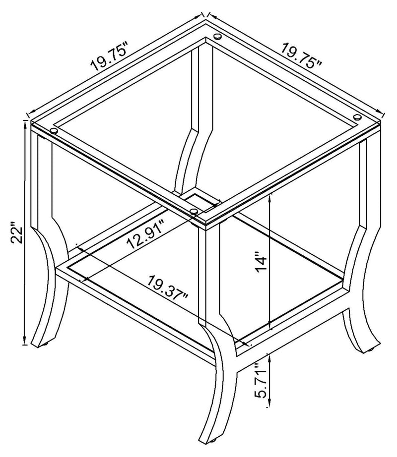 Saide Square Glass Top Side End Table