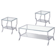 Saide 3-piece Glass Top Coffee and End Table Set Chrome - alternate view