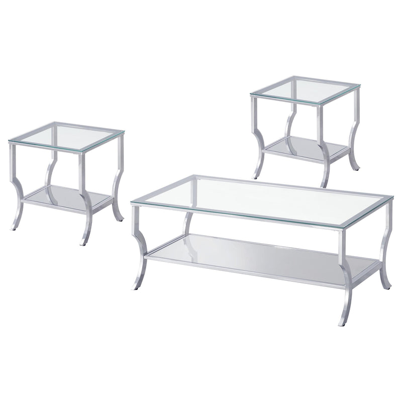 Saide 3-piece Glass Top Coffee and End Table Set Chrome - alternate view