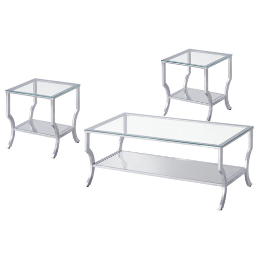 Saide 3-piece Glass Top Coffee and End Table Set Chrome - alternate view