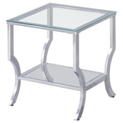 Saide 3-piece Glass Top Coffee and End Table Set Chrome - detail 3