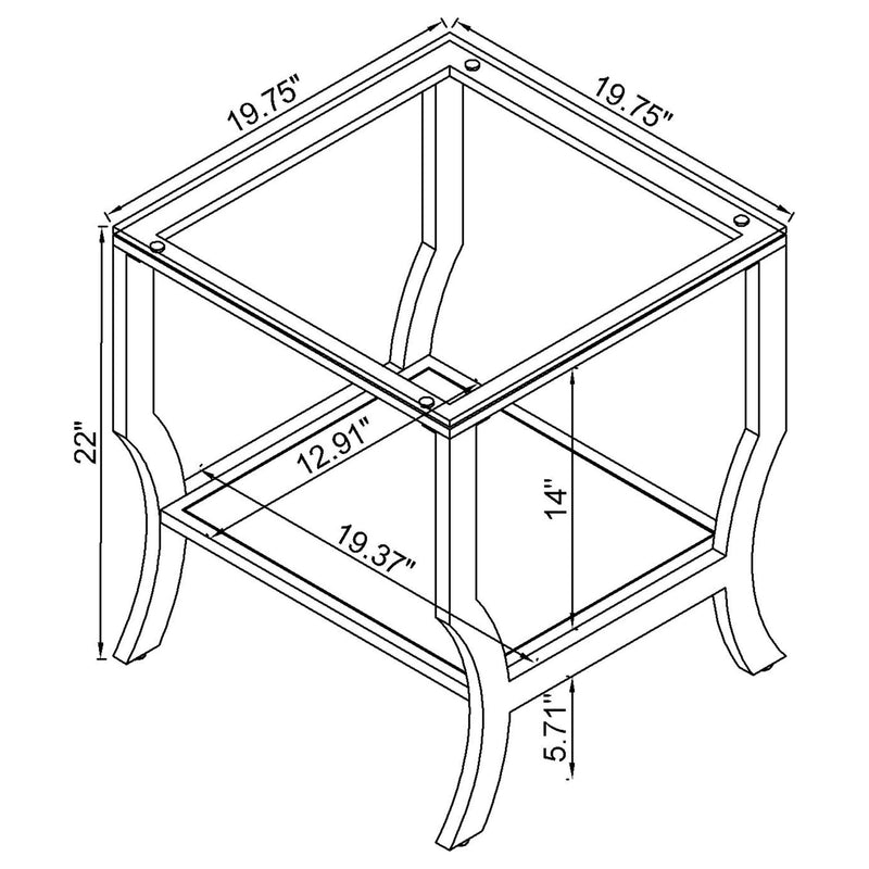 Saide 3-piece Glass Top Coffee and End Table Set Chrome - detail 5