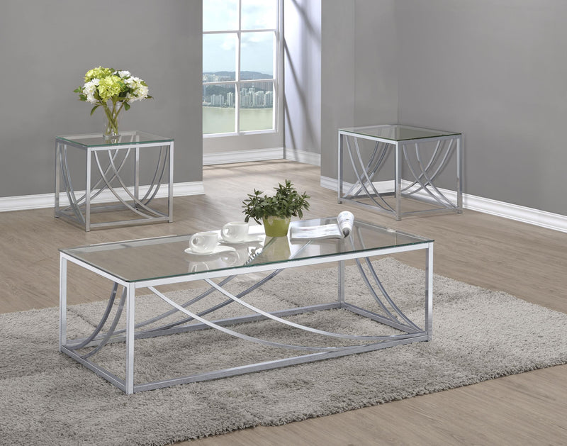 Lille 3-piece Glass Top Coffee And End Table Set