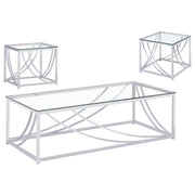 Lille 3-piece Glass Top Coffee And End Table Set Chrome - alternate view