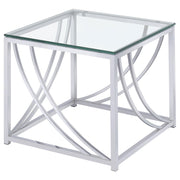Lille 3-piece Glass Top Coffee And End Table Set Chrome - detail 3