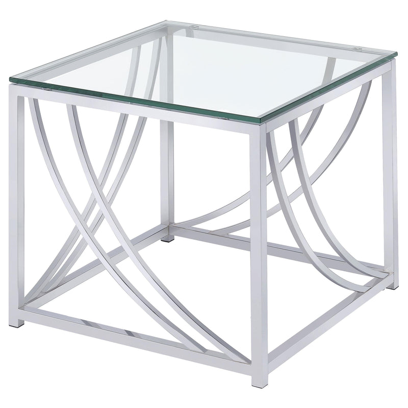 Lille 3-piece Glass Top Coffee And End Table Set Chrome - detail 3