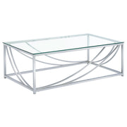 Lille 3-piece Glass Top Coffee And End Table Set Chrome - detail 4
