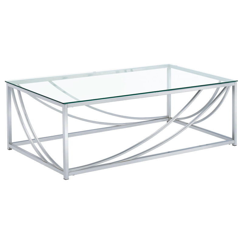 Lille 3-piece Glass Top Coffee And End Table Set Chrome - detail 4