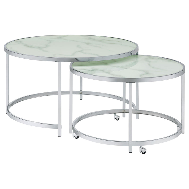 Lynn 2-piece Round Glass Top Nesting Coffee Table