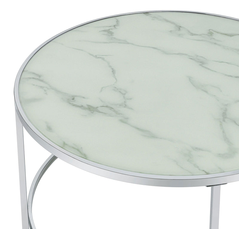 Lynn 2-piece Round Glass Top Nesting Coffee Table