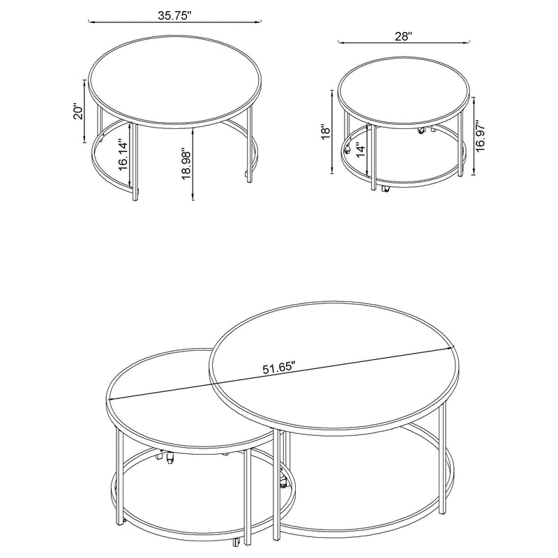 Lynn 2-piece Round Glass Top Nesting Coffee Table